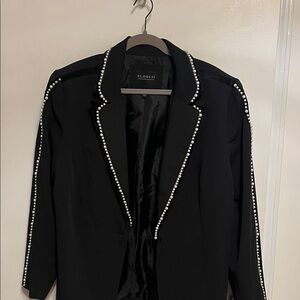 Eloquii Black Blazer with Pearl Accents